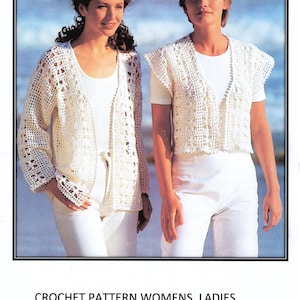 Ladies Crochet Pattern Cardigan & Short Waistcoat 30&quot; - 40&quot; - Digital Download