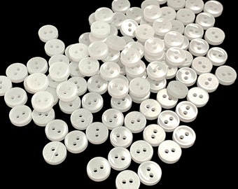 Lot de 20 boutons de chemise blancs - 8 mm de diamètre - 2 trous