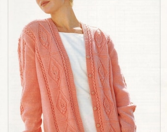 Ladies Cardigan Knitting Pattern DK Larger Sizes 32-54" - Digital Download