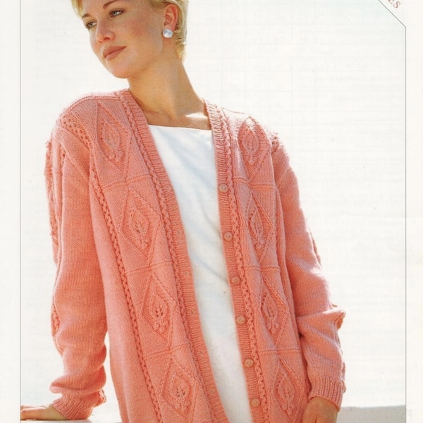 Ladies Cardigan Knitting Pattern DK Larger Sizes 32-54" - Digital Download