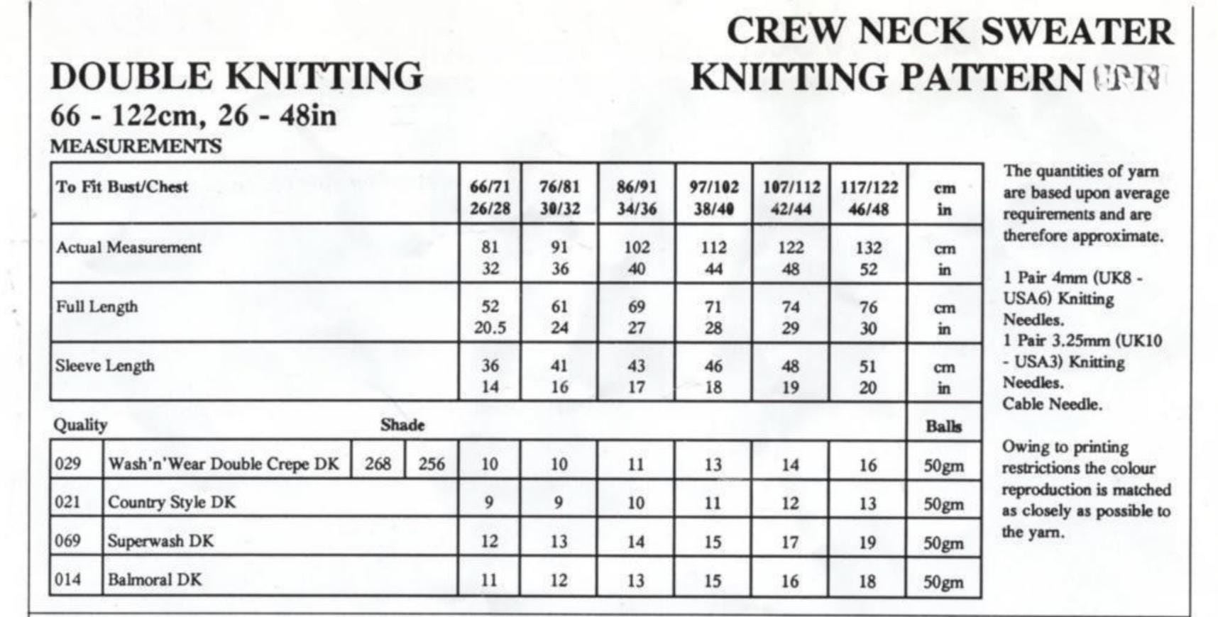 Mens & Ladies Knitting Pattern Crew Neck Sweater Jumper 26" - 48 ...