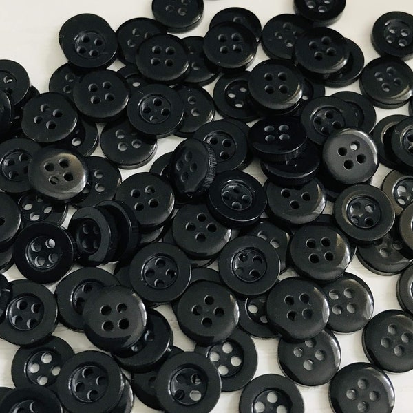 Pack of 20 Black Shirt Buttons - 10mm diameter - 4-Holes