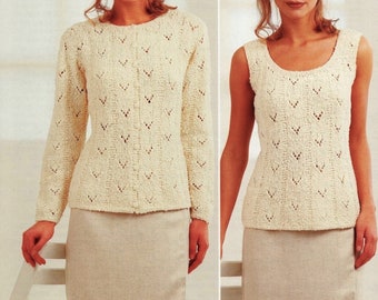 Ladies Knitted Jumper Tunic and Vest Knitting Pattern DK - Digital Download