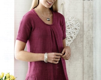 Ladies Knitted Short Sleeve Tunic Top & Sweater Knitting Pattern DK - Digital Download