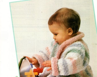 Baby Toddler Striped Dressing Gown Knitting Pattern 22-26" - 56-66cm - Digital Download
