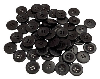 Pack of 20 Black Buttons - 15mm diameter - 4-Holes