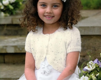 Girls Bolero Bridesmaid Flower Girl Knitting Pattern DK 20-30" - Digital Download