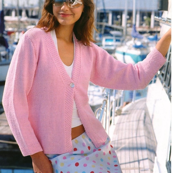 Ladies Spring Summer Cardigan Knitting Pattern DK Larger Sizes 32-42" - 81-107cm - Digital Download