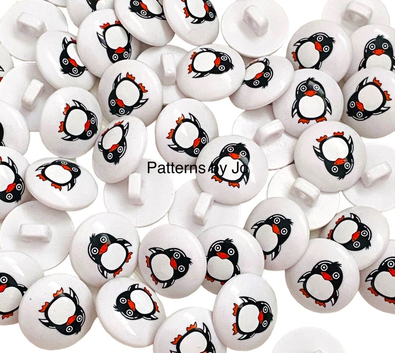 Pack of 10 Penguin Design Kids Cardigan Buttons 15mm diameter image 1