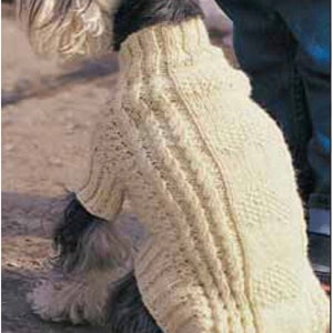 Cables & Hearts Dog Coat Jumper Petite 10" to Extra Large 30" Knitting Pattern