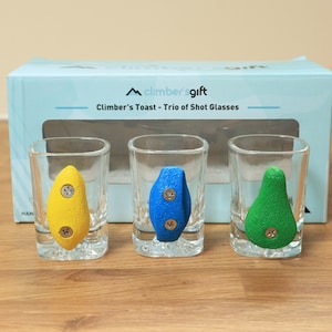 Trío de vasos de chupito surtidos para tostadas de escalador