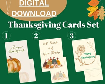 Digital Thanksgiving Card | Thanksgiving Cards Set | Printable Thanksgiving Card