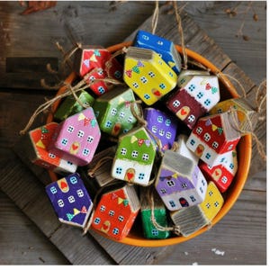 Miniature Wooden  Houses, Tiny Wooden Holiday Cottages, Personalised  mini wooden village