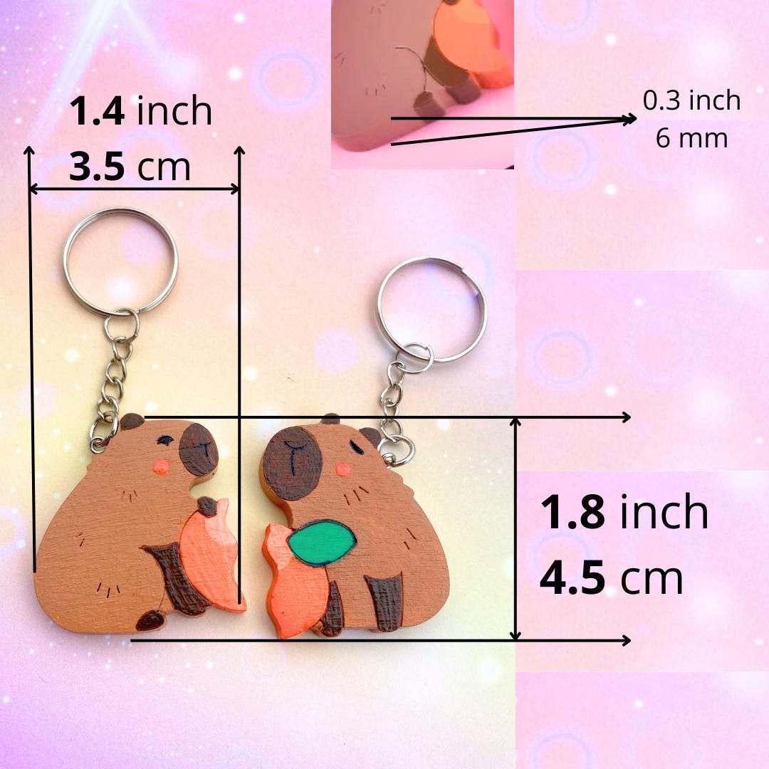 Capybara Lovers Keychain Set: Personalized Wooden Couple Keyrings - Etsy