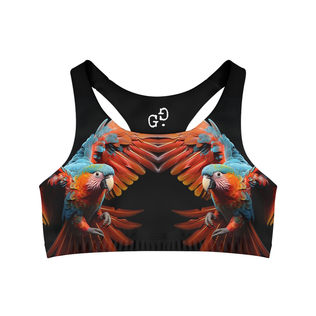 Parrot Sports Bra, Realistic Red Parrot in Flight, Tropical, Exotic ...