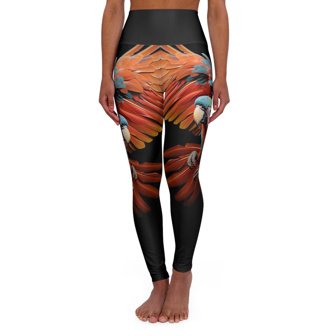 Parrot High Waist Yoga Leggings, Colorful Birds Pattern, Tropical and ...