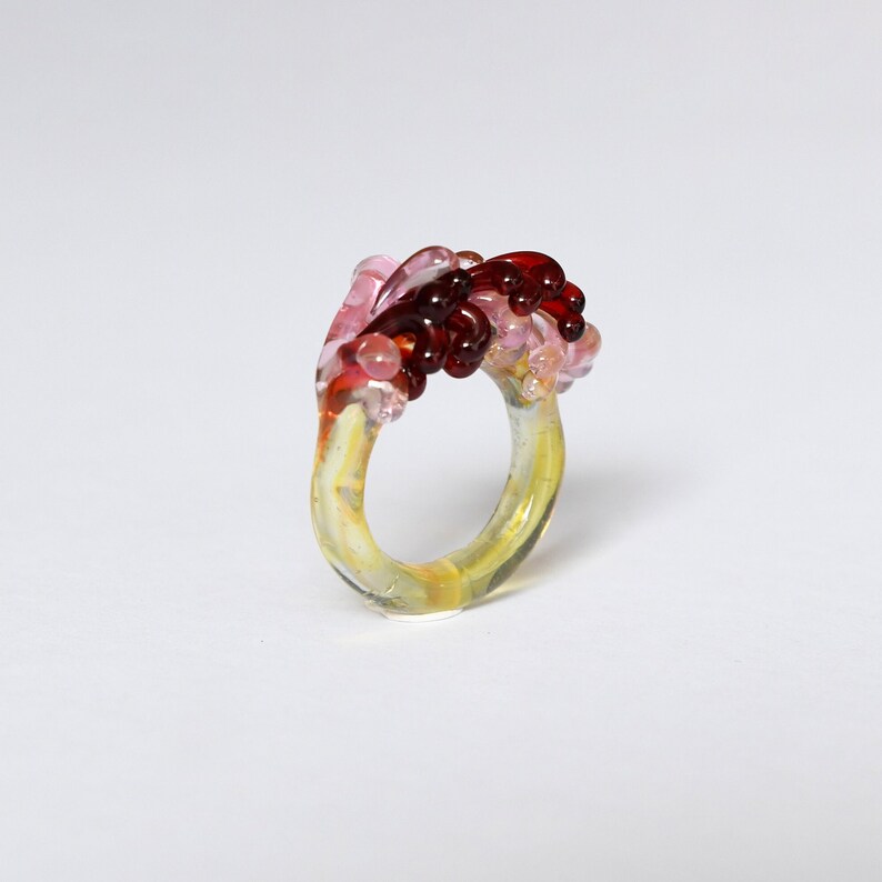 Colour glass ring,Wave ring,Flower ring,Gorgeous one of a kind ring, Handmade, Contemporary ring, Lampwork ring, Contemporary ring image 3