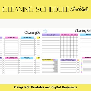 Digitial Printable Monthly Weekly Daily Cleaning Checklist Planner ...