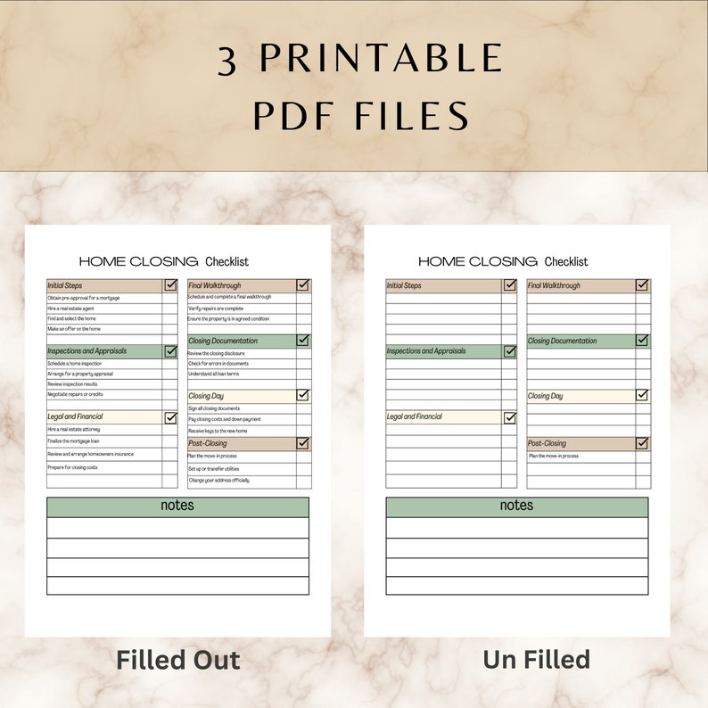 Printable Home Closing Checklist, Digital Closing Checklist Etsy