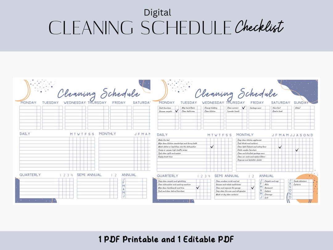 Printable Cleaning Checklist: Monthly Weekly Daily Planner (PDF) - Etsy