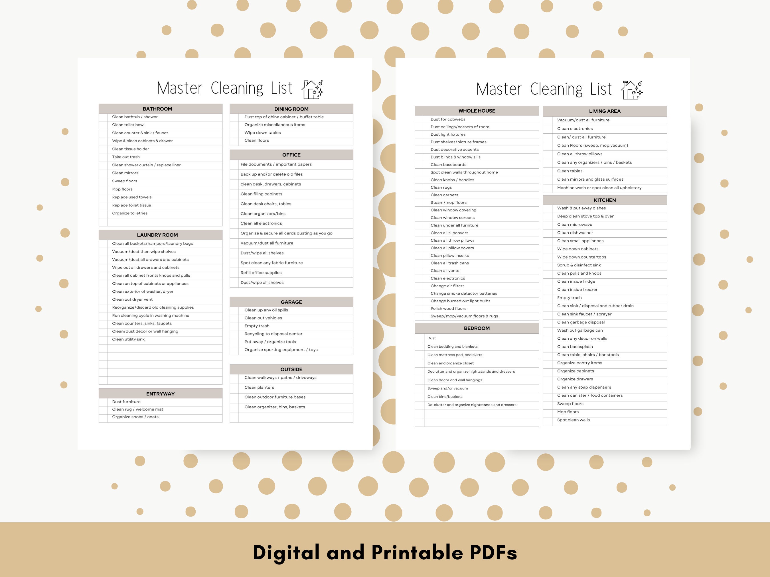 Master Cleaning Checklist, Master Cleaning List Printable, Cleaning ... Master Cleaning Checklist, Master Cleaning List Printable, Cleaning ...