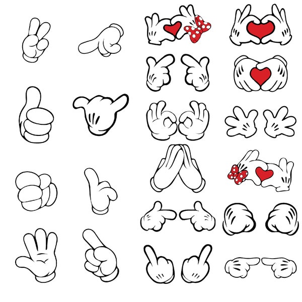 Mouse Hands svg, Mouse Hands Clipart svg, Mouse Gloves svg, Mouse Hands Silhouette svg, Mouse Hand Heart svg, Cricut file