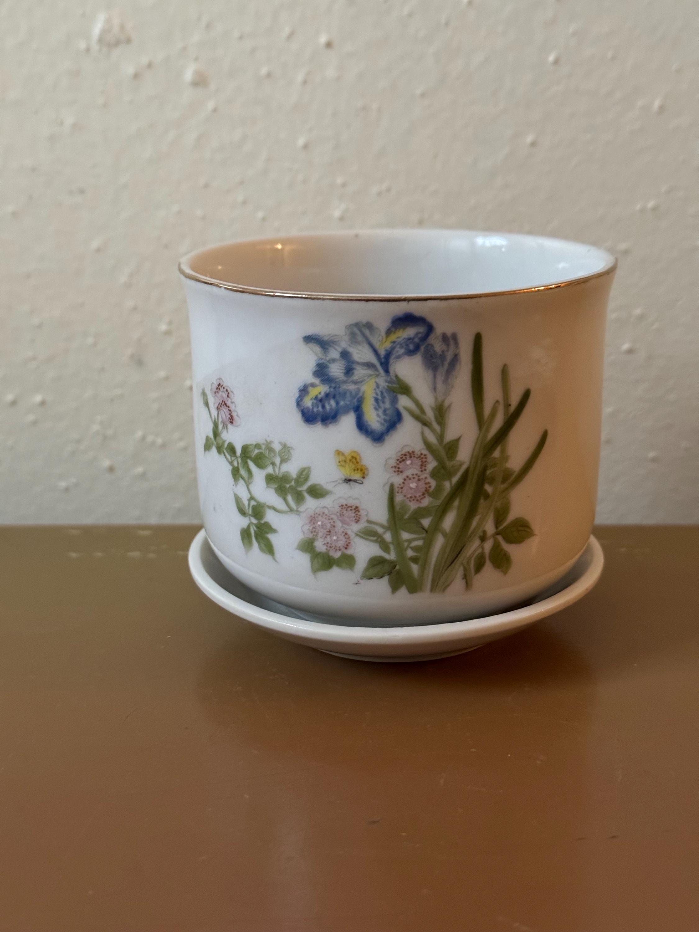 Takahashi Small Flower Pot With Saucer, Vintage Japan - Etsy