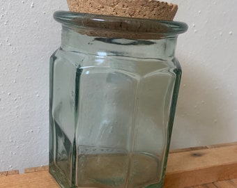 Green Glass Octagonal Jar with Cork Lid, Ben Rickert