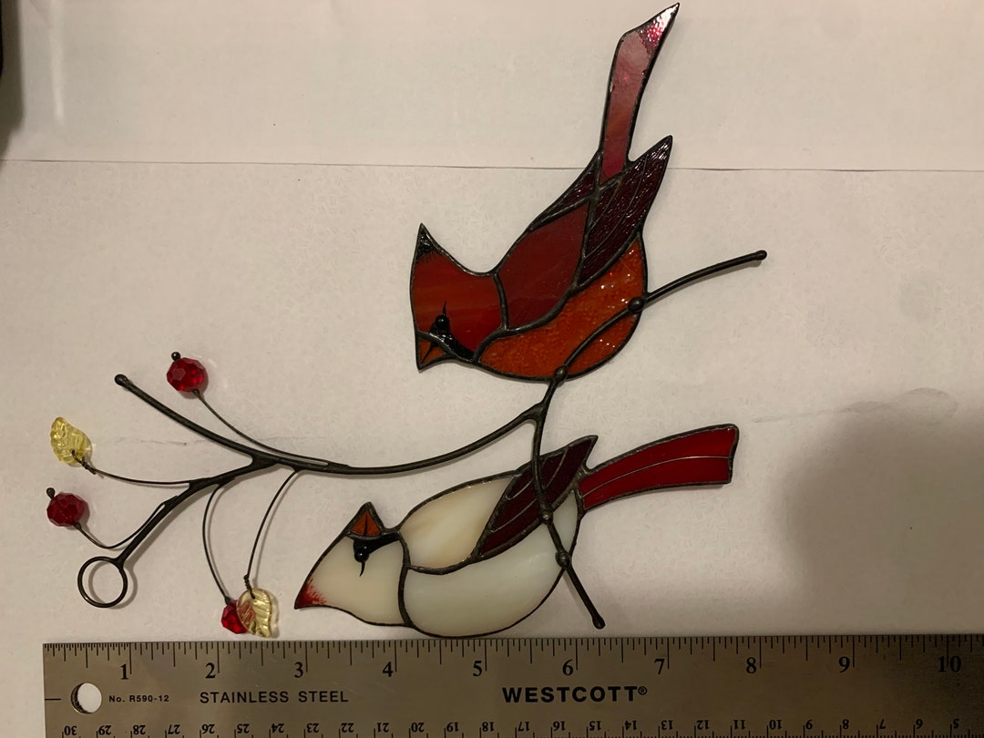 Stained Glass Cardinals on Berry Branch Etsy