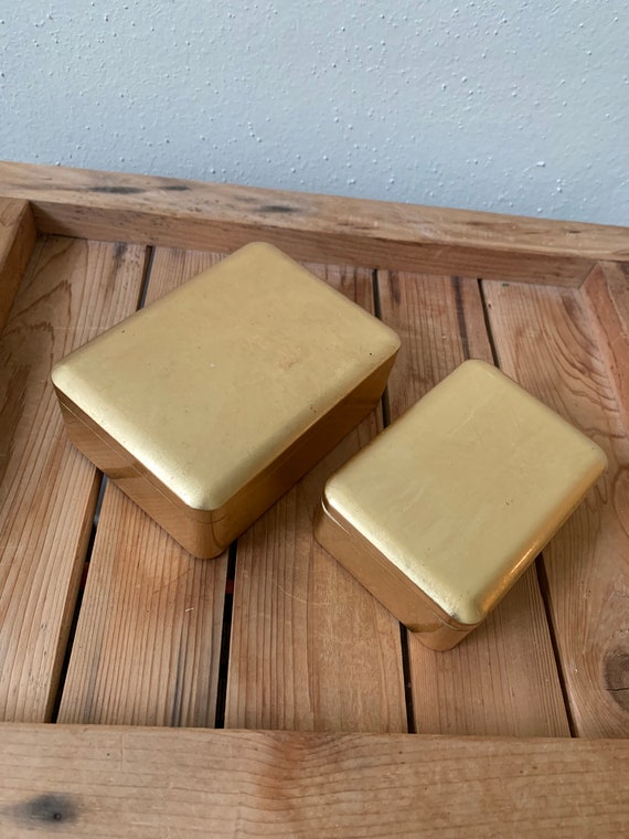 Gold Metallic Nesting Dresser Boxes, Japan, vinta… - image 1