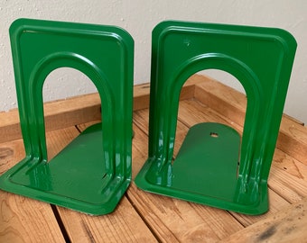 Green Metal Bookends, Highsmith Co., Vintage, Set of 2 = one pair.