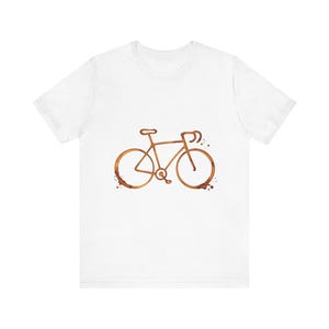 Coffee Stain Bicycle T-Shirt – Minimalist Line Art Cyclist Tee