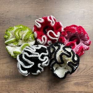Jumbo Two Colour Handmade Crochet Scrunchie