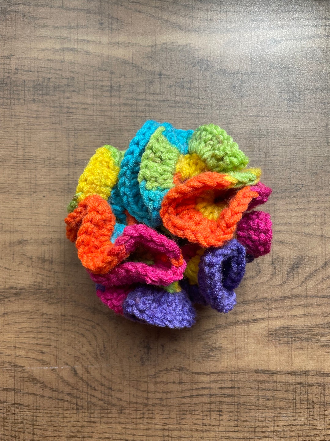 Jumbo XL Handmade Crochet Rainbow Scrunchie Hair Tie - Etsy Australia