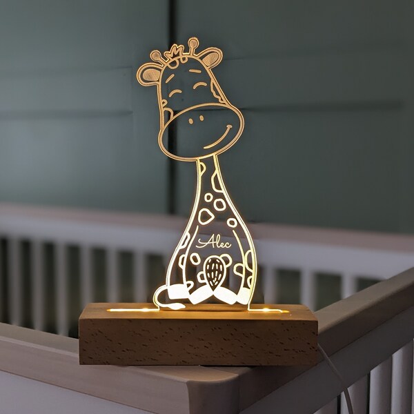 Personalized Giraffe Night Light | baby shower gift | child gift | baby night light | nursery decor |