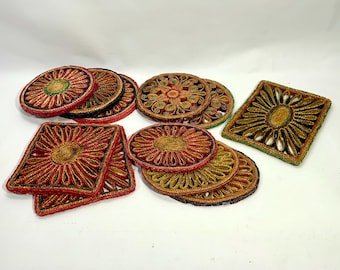Vintage jaren 70 rotan onderzetters | Seventies design | ca 1970 |