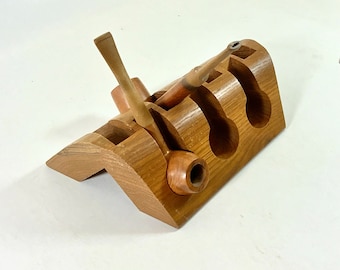 Sleek design wooden pipe holder / Pipe rack / display rack | beautiful wooden holder for 7 pipes |