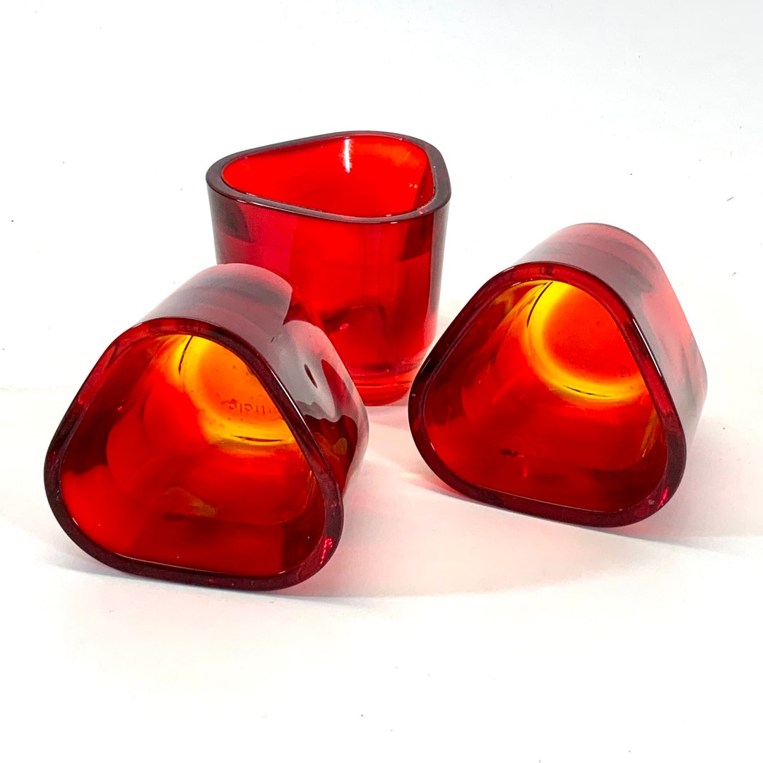 Iittala Glass Tea Lights Iittala Red Tea Lights Set of 3 Etsy