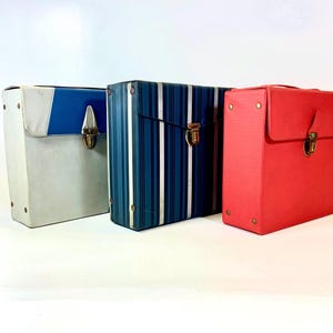 Ensemble de 3 coffrets à disques des années 1950 | Valise en sangle de 7 pouces | Vinyle / Album / LP | Différentes couleurs |