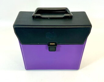 Boîte à disques Boel Box des années 1970 | Valise en sangle violet/noir de 7 pouces | Vinyle / Album / LP |