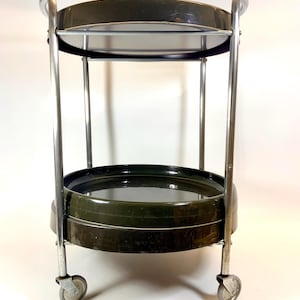 Vintage Bruine Bar Trolly | Kunststof  Met Metalen frame | Trolly met opbergvakken Voor Bar toebehoren |