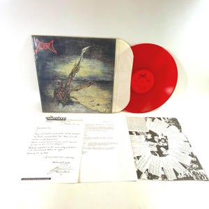 Blood- Impulse To Destroy- Álbum promocional de vinilo rojo 1989 | Vinilo / Álbum / LP | Registros de Wild Rags | Incluido. carta de promoción | Muerte metal |