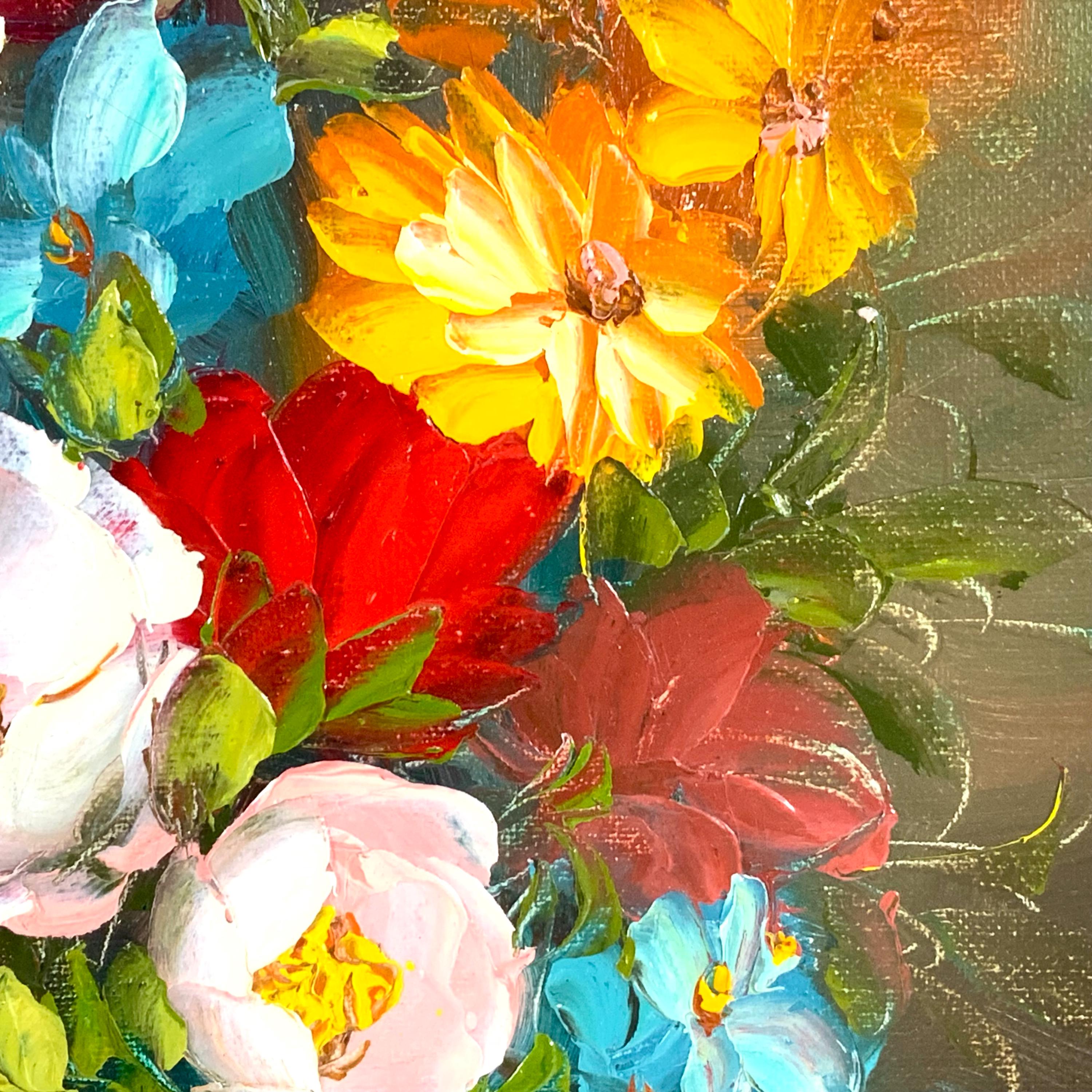 Robert Lox Oil Painting of Flowers | Folk Art | Art for Everyone