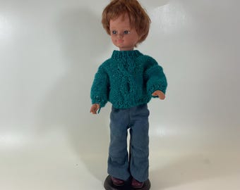 Muñeca italiana Sebino vintage de los años 70 | Muñeca de los años setenta en soporte | Marcado: Sebino Hecho en Italia 120 | 44 x 12 cm |