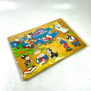 Pinocchio-pussel | Disney-träpussel | pussel för småbarn | spel och leksak | brädspel | 70-/80-tal | Vintage |