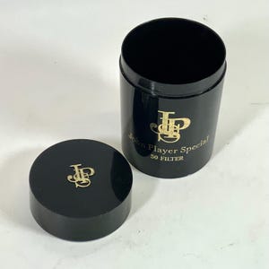 john player special tobacco Vintage John Player Special Cigarette Box Black | Black Round Tube / Holder  for 50 Cigarettes