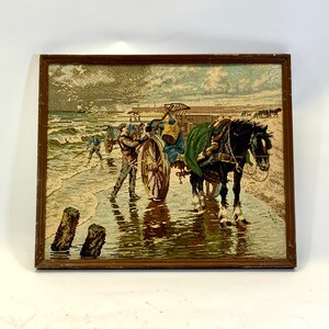 The shell fishermen | Vintage embroidery | Cornelis Jetsers | 70s | Crafts | Wall art | needlepoint | Embroidery rug |
