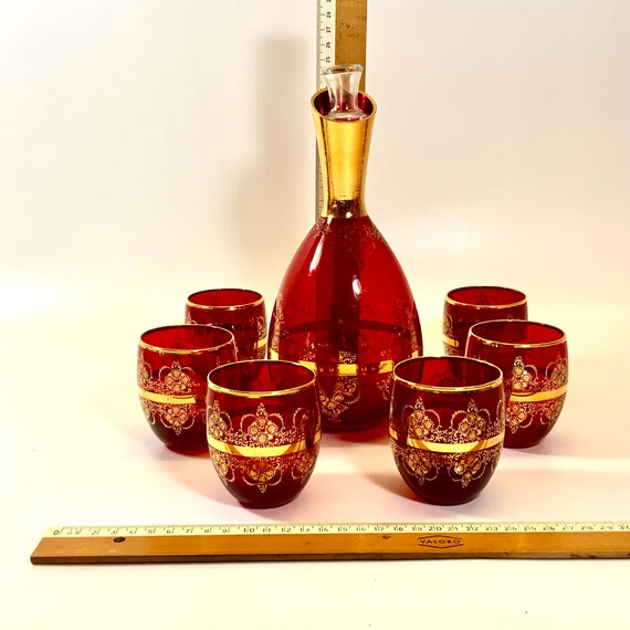 Ferro & Lazzarini Glass | Italian Murano Glass Decanter Set of 6
