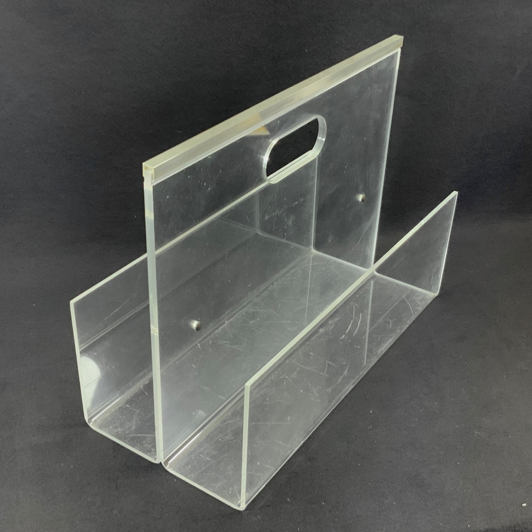 Vintage Acrylic Magazine Rack | 1970s Design | Space Age | Plexiglass ...