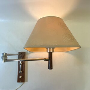 Mid-Century wall lamp | Sleek lamp with swivel arm and fabric shade | EU power 220-230V AC Schuko plug E27 fitting |